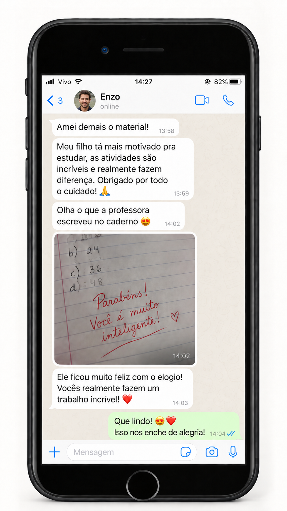 Depoimento de pais sobre o material 1